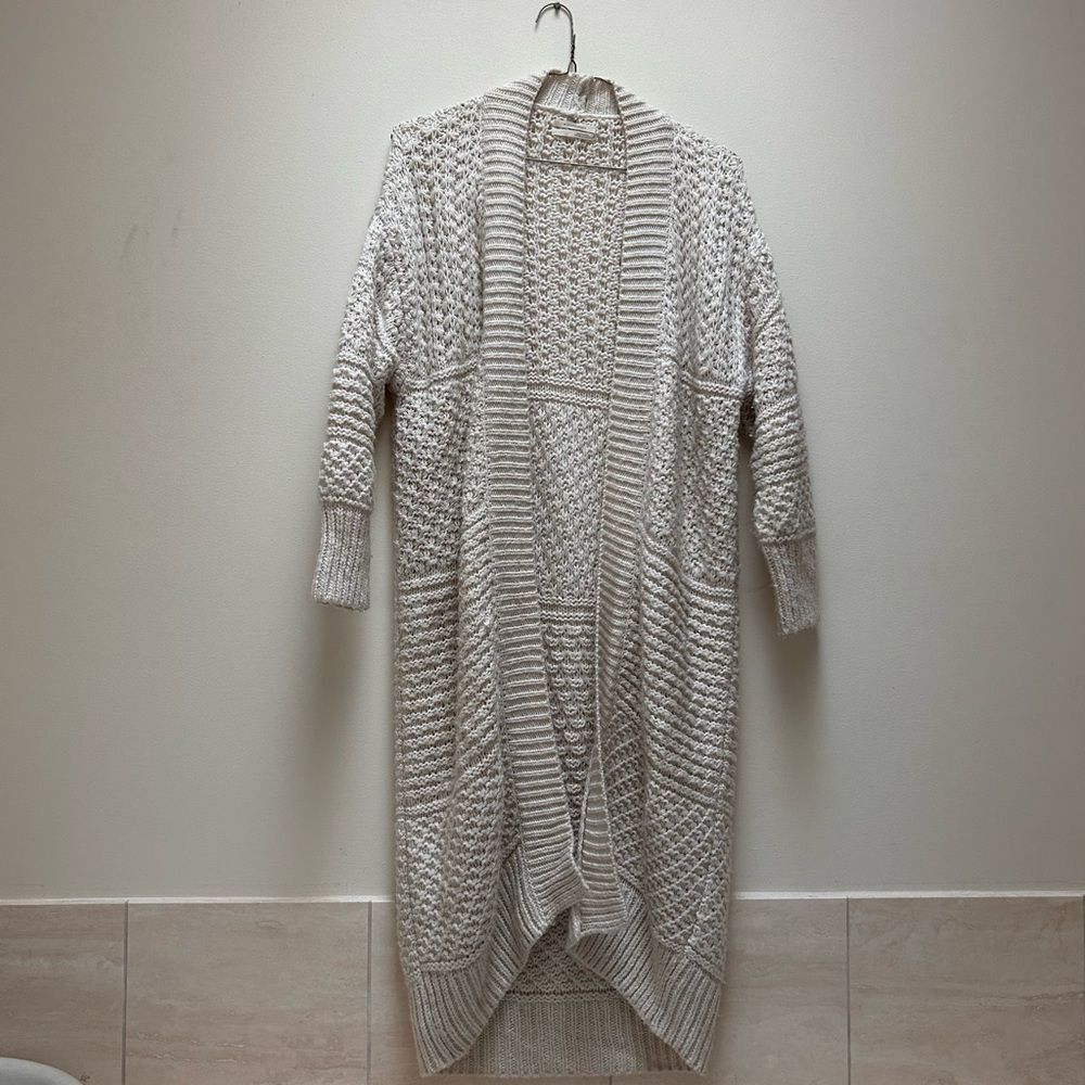 Anthropologie Cozy Knit Long Cardigan in Cream size S